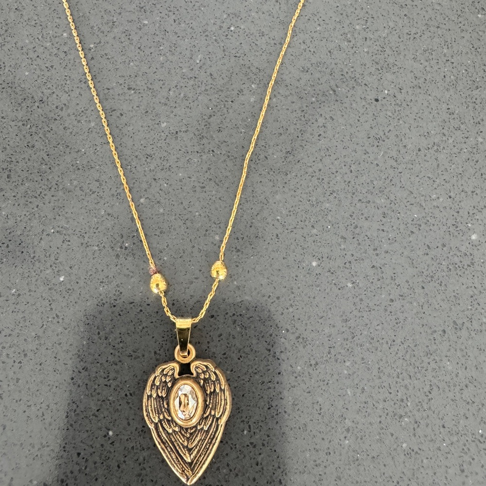 Alex and Ani Gold Angel Wing Guardian Angel Heart Pendant Necklace